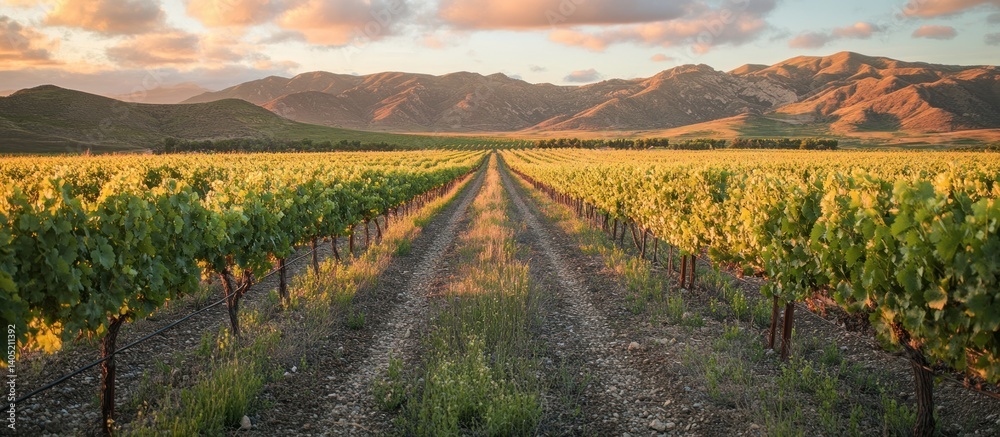 Obraz premium Vineyard Landscape at Sunset