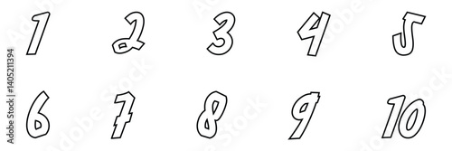 Number icon. place numbers doodle hand drawn icon set. Outline drawing number 1, 2, 3, 4, 5, 6, 7, 8, 9 line clipart symbol.
