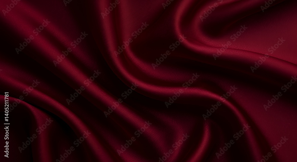 Fototapeta premium 深みのあるの赤色のシルク生地のクローズアップ