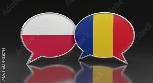 Free Download Poland and Romania Flags within Overlapping Speech Bubbles, diplomatic relations - GFXLoad