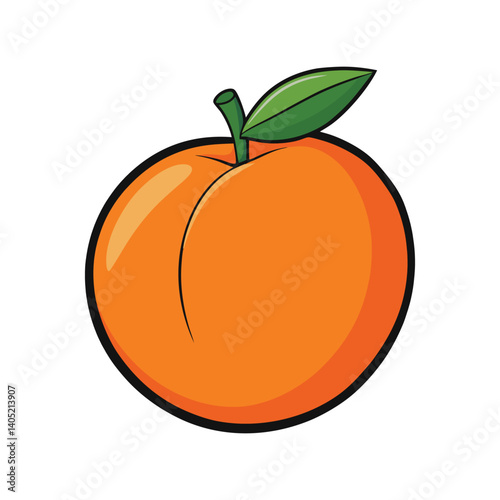 Peach Fruit Vector Illustration – Fresh Ripe Peach with Leaves for Healthy Eating, Organic, and Summer Branding photo