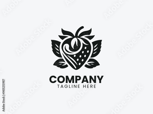 Fresh Juicy Strawberry Logo, Strawberry Fruit Vector Logo Design