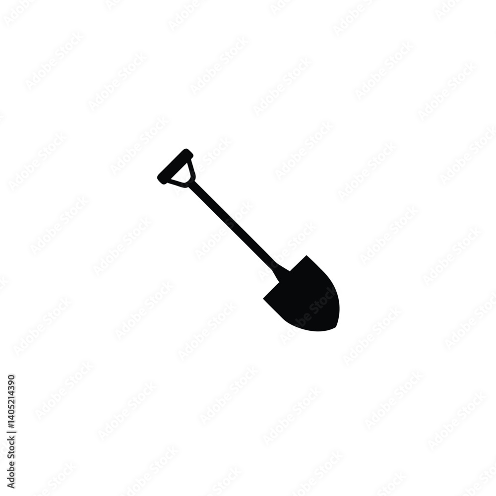 Short shovel silhouette on white background Short shovel silhouette on white background