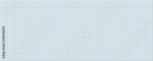 Tile kitchen wall. Minimal scene studio, ceramic tile wall or floor. Seamless tile grid background, empty kitchen, toilet interior room or pool with square mosaic surface, vector illustration.
