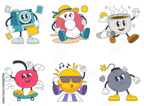 Funny Characters Illustration Pack: A set of six playful and quirky illustrated characters. Each character is designed with a unique personality and is ready to add a touch of whimsy to any project.