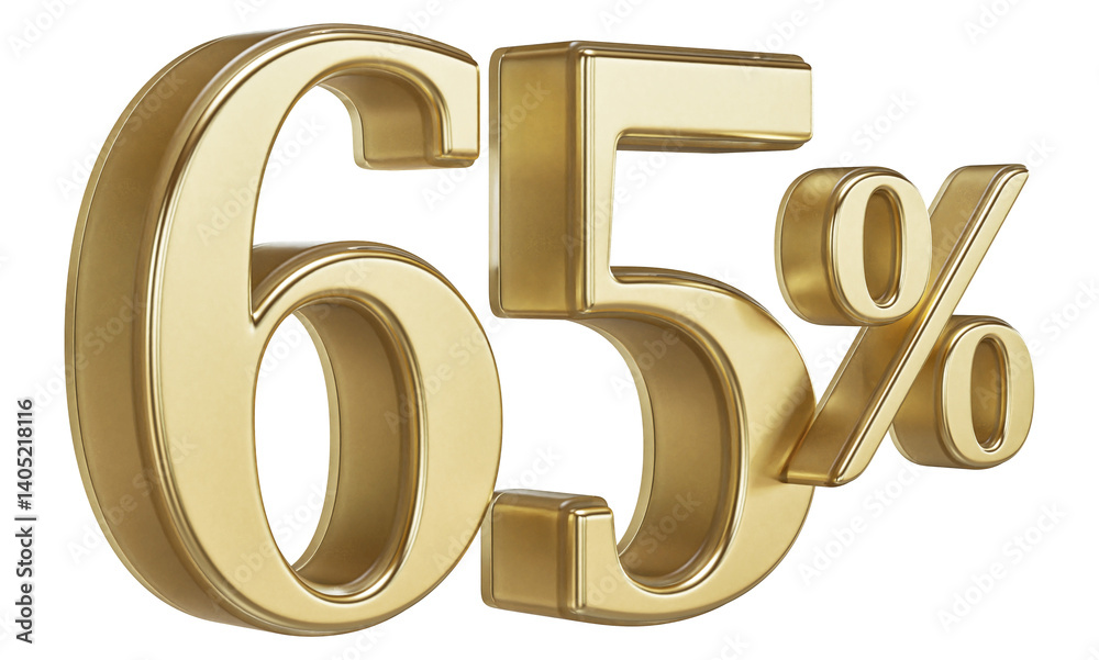 3D Gold 65 Percent Discount Sign 3D Gold 65 Percent Discount Sign