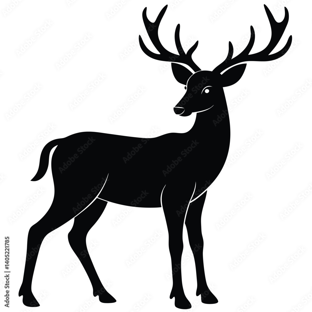 Simple Silhouette of a Deer with Antlers