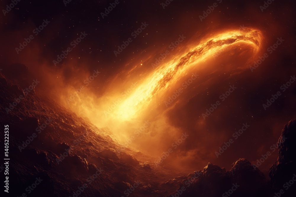 Fiery celestial event illuminates a distant planetary system.