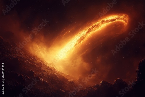 Obraz na płótnie Fiery celestial event illuminates a distant planetary system. w salonie