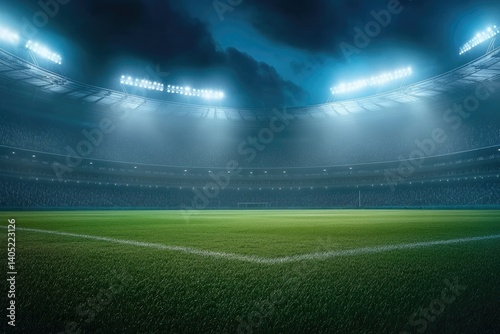 Illuminated stadium at night