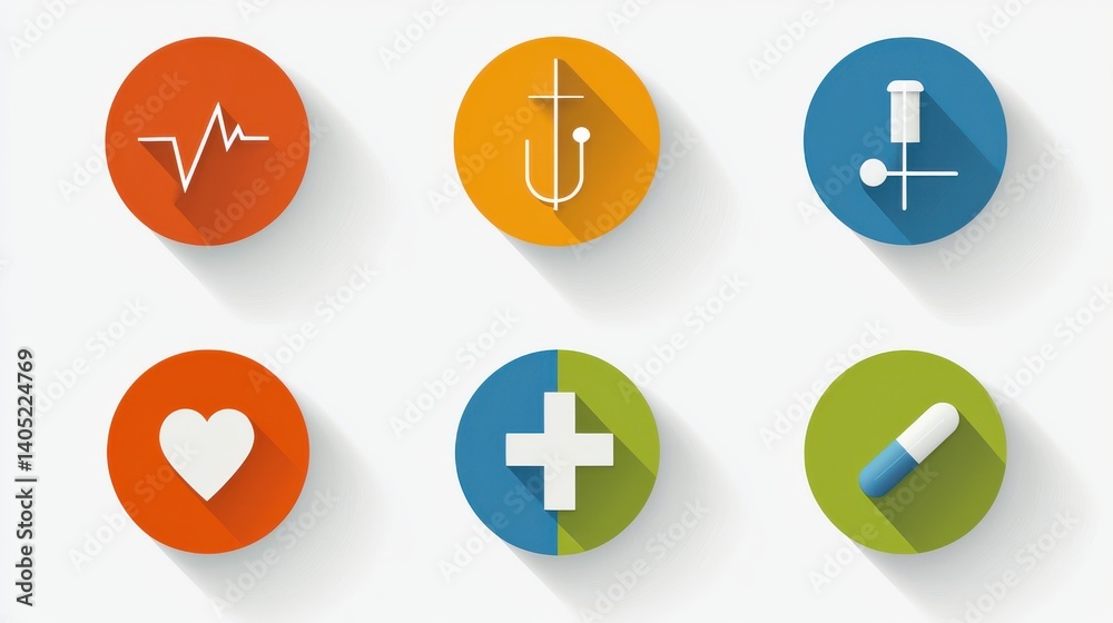 Medical icons displaying syringe pill and cross digital illustration healthcare environment clean design Medical icons displaying syringe pill and cross digital illustration healthcare environment clean design