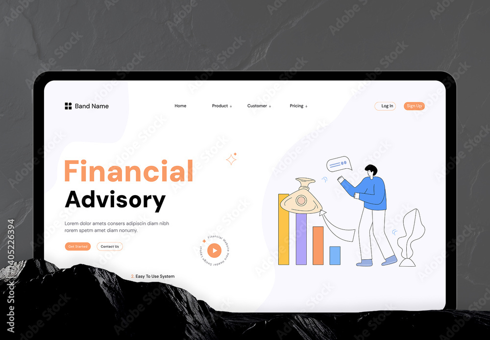 Financial Advisory Hero Section Design Layout Stock Template | Adobe Stock