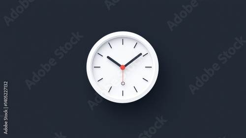 Wallpaper Mural A minimalist analog clock with a white face, black hands, and a red second hand. Torontodigital.ca