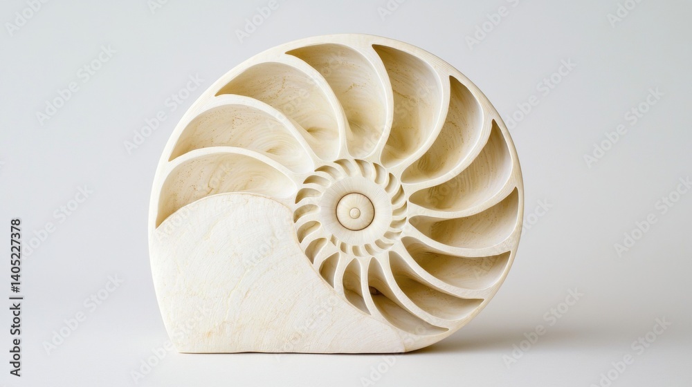 Obraz premium A white sculpture of a nautilus shell.