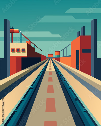 The empty assembly line stretched on for what seemed like miles a reminder of the countless workers who used to fill the abandoned factory.. Vector illustration