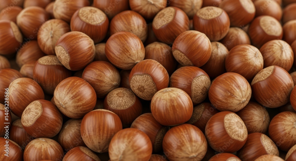 A Vibrant Pile of Hazelnuts: A Close-Up Display of Earthy Tones and Textures A Vibrant Pile of Hazelnuts: A Close-Up Display of Earthy Tones and Textures