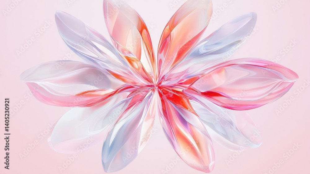 Fototapeta premium A digital rendering of a flower with multiple petals in shades of pink and white.