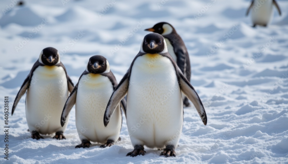 Obraz premium Penguin parade antarctica wildlife photography icy landscape close-up nature conservation