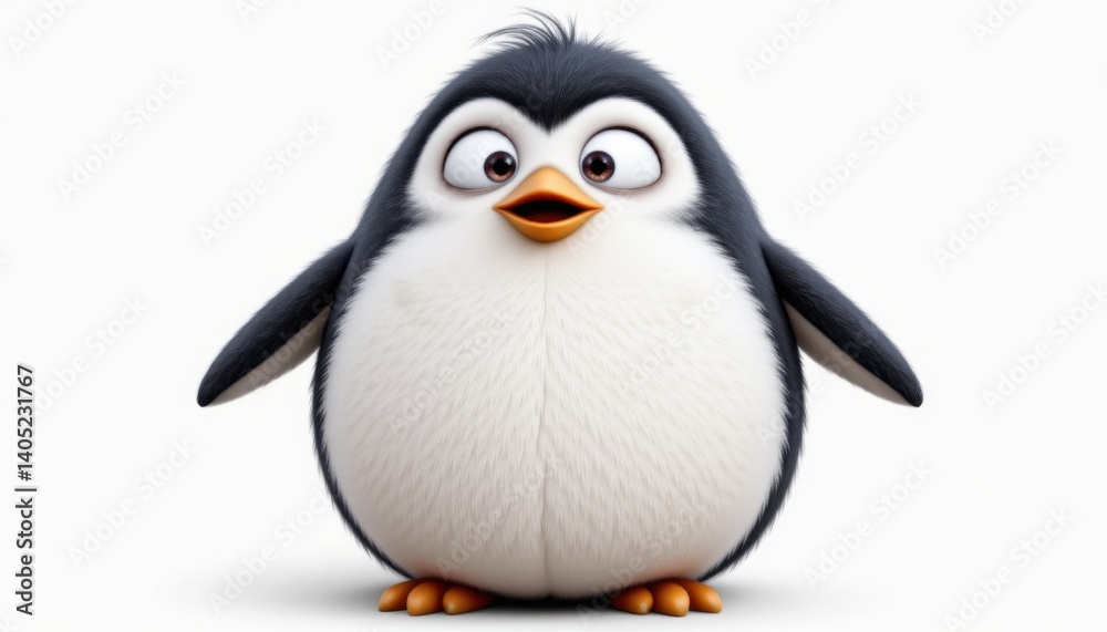 Fototapeta premium Playful penguin waddling in a snowy environment cute animal image winter wonderland charming viewpoint