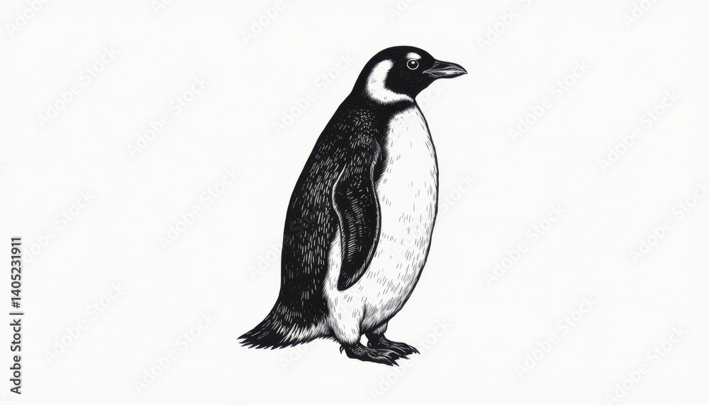 Obraz premium Penguin illustration nature artwork minimalistic simple design animal concept