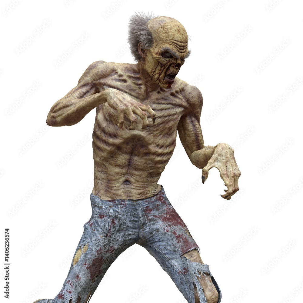 Zombie male isolated white background 3d illustration Zombie male isolated white background 3d illustration