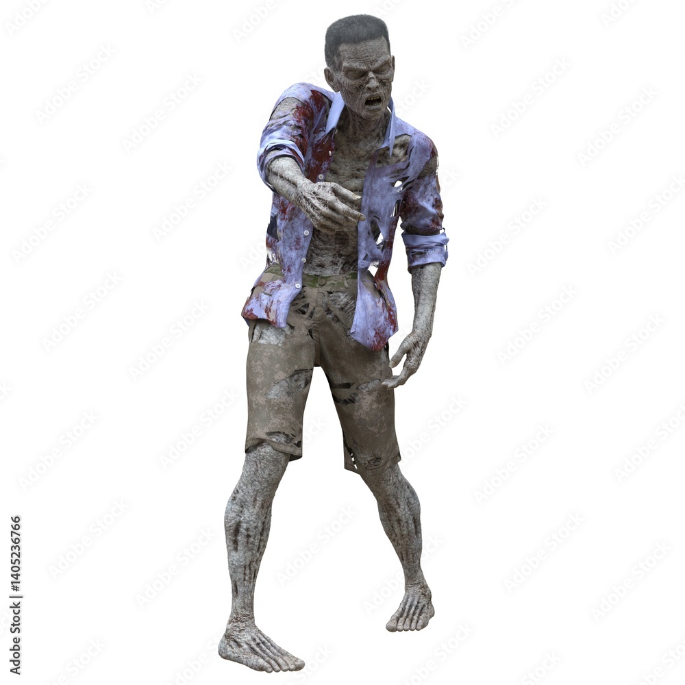 Zombie male isolated white background 3d illustration Zombie male isolated white background 3d illustration
