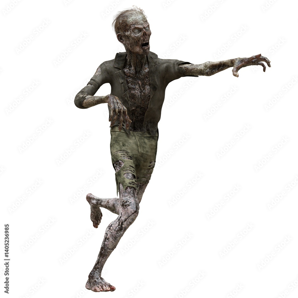 Zombie male isolated white background 3d illustration Zombie male isolated white background 3d illustration