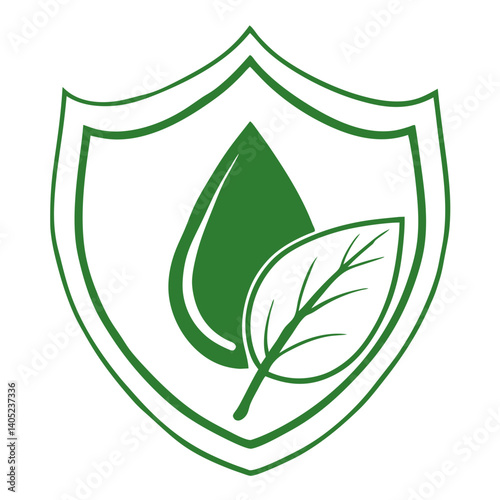 Eco shield with drop and leaf inside 