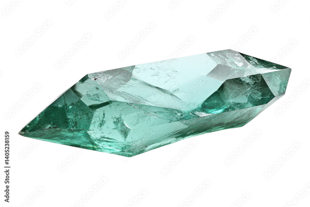 Obraz premium A mesmerizing teal gemstone a captivating crystal with intricate facets gleaming against a stark black background