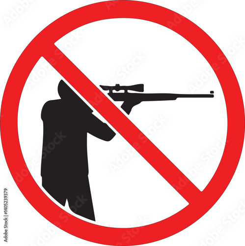Stop hunting sign on white background. No hunt forbidden symbol. 