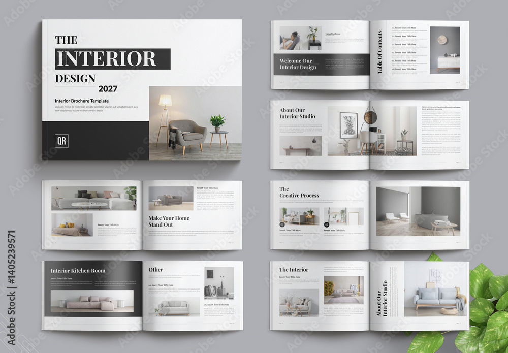 Interior Brochure Template Landscape Stock Template | Adobe Stock