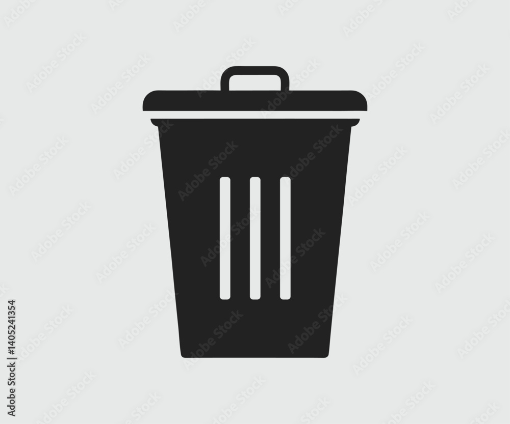 Black Trash Can Icons, Minimalist Delete Symbol, Icons With White Background Black Trash Can Icons, Minimalist Delete Symbol, Icons With White Background