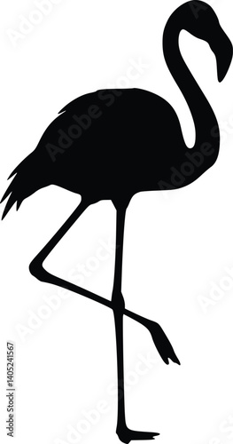 Silhouette of a flamingo standing gracefully on one leg