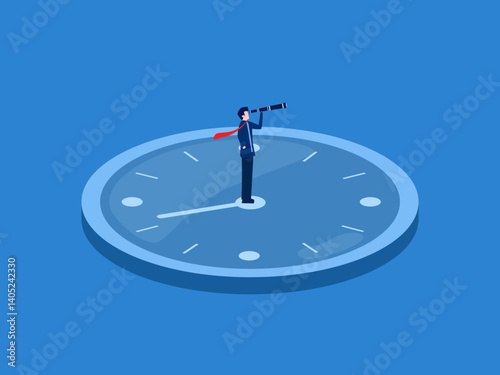 Time, Forecast, Future, Visionary businessman on watch face