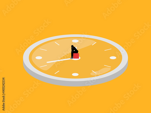 Waste of time, Businessman stressed on clock face