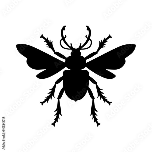 Minimalist black silhouette of Scarab beetle symbolizing rebirth and transformation