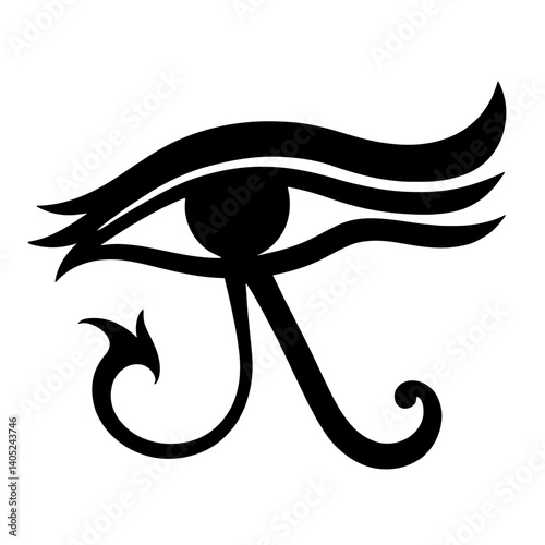 Minimalist black silhouette of the Eye of Horus symbolizing protection and royal power