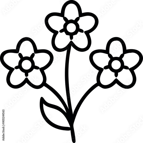 Forget-Me-Not Outline on White Background