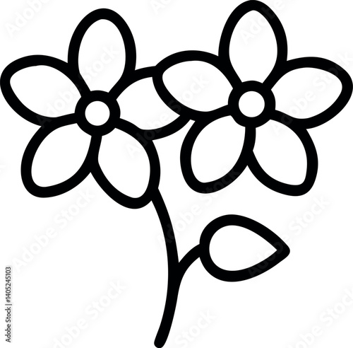 Forget-Me-Not Outline on White Background