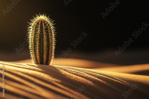 Obraz na płótnie Desert cactus bathed in golden sunlight. w salonie