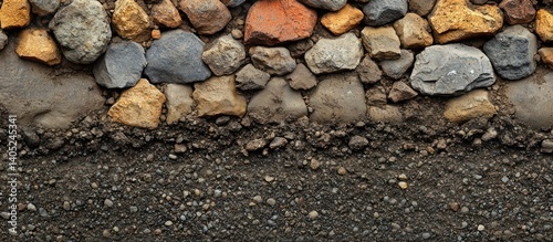 Roadbed with stones and dirt