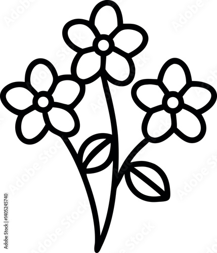 Forget-Me-Not Outline on White Background