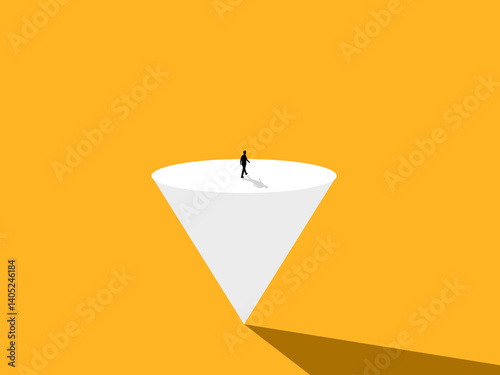 Businessman balance on conic triangle