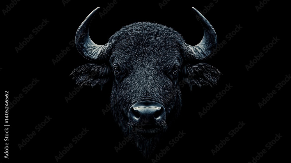 Naklejka premium Vector of a buffalo head design on black background