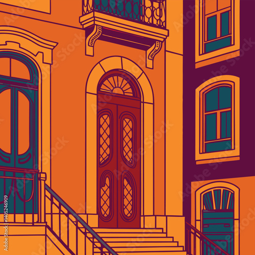 Capturing the distinctive traits of buildings and architecture, this seamless pattern is perfect for textile, wallpaper, or digital projects.