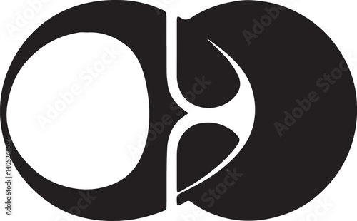 Abstract Geometric Yin Yang Circle Vector Symbol