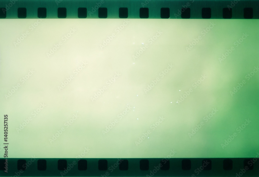 Light green film with analogue halo, clean but nostalgic texture, delicate vintage effect