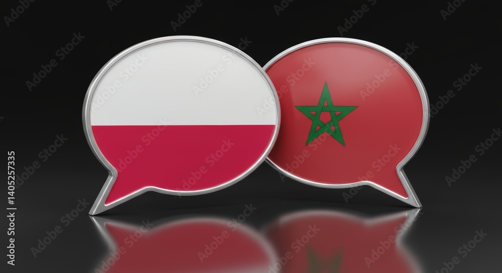 Poland and Morocco bilateral talks, collaboration concept rendering in 3D Poland and Morocco bilateral talks, collaboration concept rendering in 3D