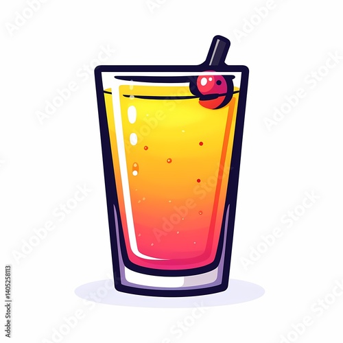 Wallpaper Mural Refreshing Orange Cocktail with Cherry and Straw. A Vibrant Summer Beverage for Celebrations Torontodigital.ca