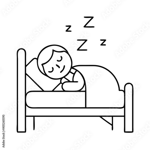 Sleeping person icon, mental health, healthy sleep and self-care theme for rest and recovery